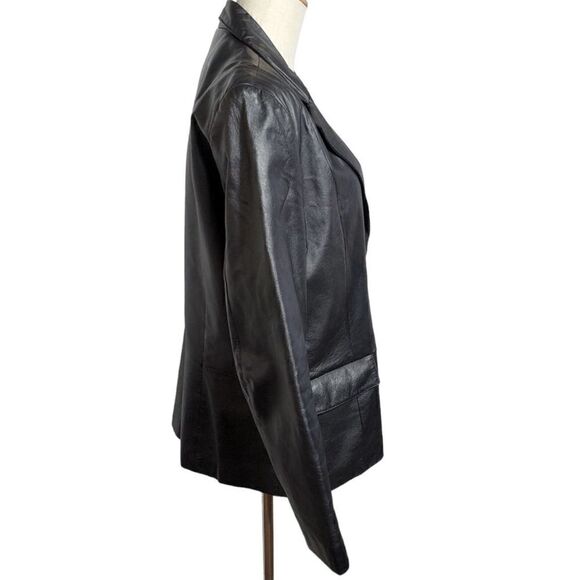 Black Leather Jacket Blazer  - Picture 3 of 6